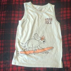 Kids Sleeveless Dinosaur Tank Top - Green and Orange